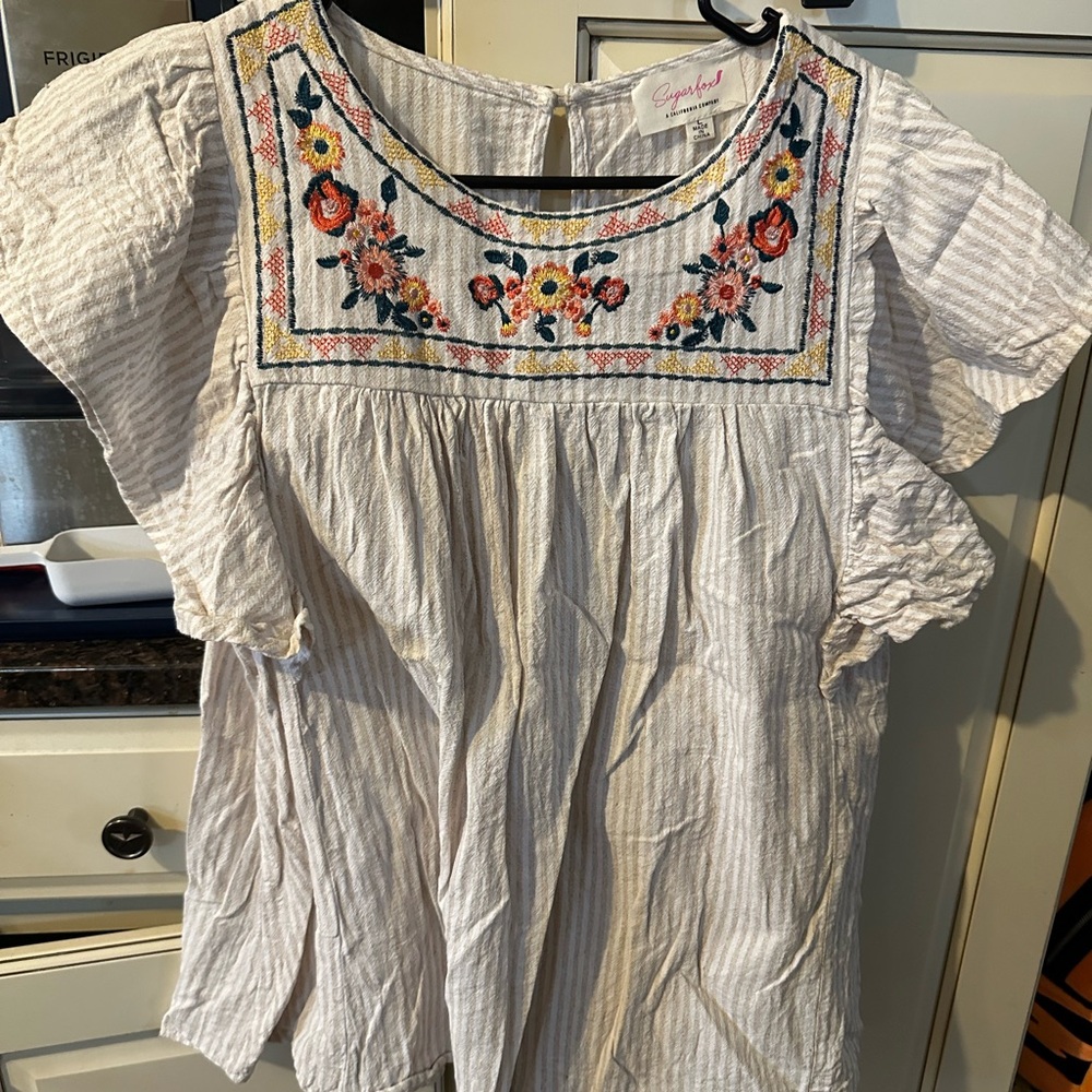 Sugarland Ivory Blouse with Colorful Embroidery
